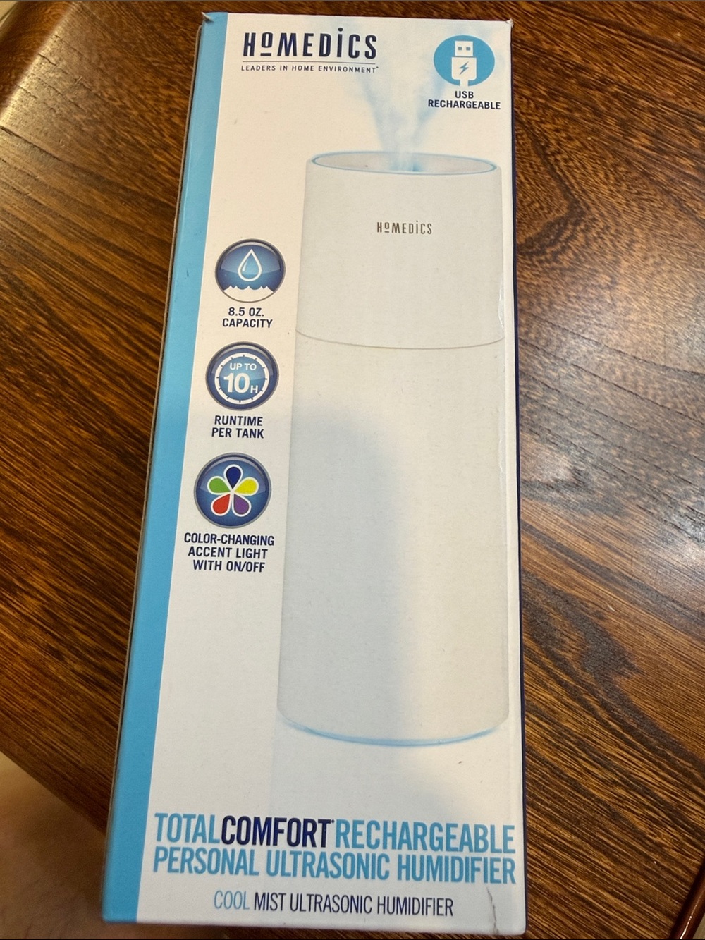 HoMedics White Rechargeable Personal Ultrasonic Humidifier
